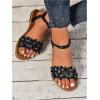 image:imageFloerns Womens Floral Elastic Ankle Straps Slipper Summer Beach Flat SandalsBlack