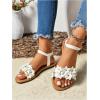 image:imageFloerns Womens Floral Elastic Ankle Straps Slipper Summer Beach Flat SandalsWhite