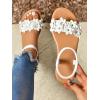 image:imageFloerns Womens Floral Elastic Ankle Straps Slipper Summer Beach Flat SandalsWhite