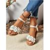 image:imageFloerns Womens Floral Elastic Ankle Straps Slipper Summer Beach Flat SandalsWhite