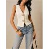 image:imageFloerns Womens Metal Seashell Textured Vest Top Tie Back V Neck Sleeveless Tank TopsBeige