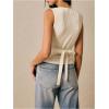 image:imageFloerns Womens Metal Seashell Textured Vest Top Tie Back V Neck Sleeveless Tank TopsBeige