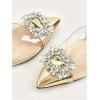 image:imageFloerns Womens Rhinestone Transparent Closed Pointed Toe Backless Mules FlatGold