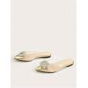 image:imageFloerns Womens Rhinestone Transparent Closed Pointed Toe Backless Mules FlatGold