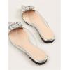 image:imageFloerns Womens Rhinestone Transparent Closed Pointed Toe Backless Mules FlatSilver