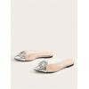image:imageFloerns Womens Rhinestone Transparent Closed Pointed Toe Backless Mules FlatSilver