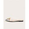 image:imageFloerns Womens Rhinestone Transparent Closed Pointed Toe Backless Mules FlatSilver