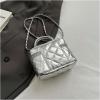 image:imageFloerns Womens Square Mini Bucket Quilted Crossbody Hobo Bag Satchel Purse with Chain StrapSilver