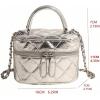 image:imageFloerns Womens Square Mini Bucket Quilted Crossbody Hobo Bag Satchel Purse with Chain StrapSilver