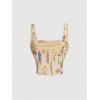 image:imageFloerns Womens Summer Sleeveless Tank Top Ruched Square Neck Going Out Tank TopsYellow