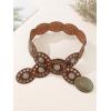 image:imageFloerns Womens Western Style Chunky Belt Wide Disco Belt Circle Y2k BeltsBrown