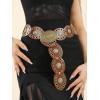 image:imageFloerns Womens Western Style Chunky Belt Wide Disco Belt Circle Y2k BeltsBrown