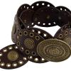image:imageFloerns Womens Western Style Chunky Belt Wide Disco Belt Circle Y2k BeltsRust Brown