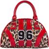 image:imageFloerns Womens Colorblock Zipper Handle Bowling Bag Purse Leather Clutch Handbags  Zipper Handle Purse Leather ClutchBrown