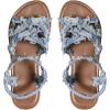 image:imageFloerns Womens Criss Cross Denim Sandals Strappy Flat Sandals with Ankle StrapsBlue and Brown