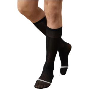 image:imageFloerns Mens Thin Dress Sock Reflective Formal Business Long StockingsBlack White Ivory