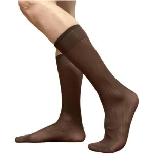 image:imageFloerns Mens Thin Dress Sock Reflective Formal Business Long StockingsCoffee Brown