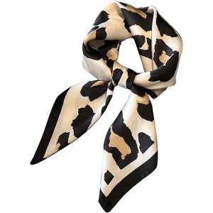 image:imageFloerns Womens Cheetah Print Silk Square Scarf Headscarf Hair Scarf Hair KerchiefWhite