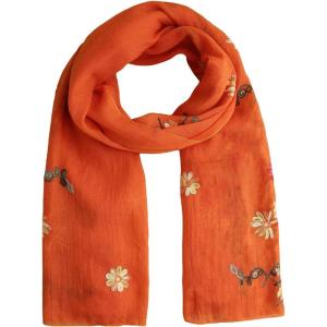 image:imageFloerns Womens Floral Embroidery Scarves Scarf Shawl Sunscreen Shawl WrapOrange