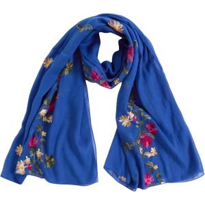 image:imageFloerns Womens Floral Embroidery Scarves Scarf Shawl Sunscreen Shawl WrapRoyal Blue