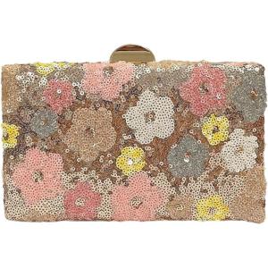 image:imageFloerns Womens Flower Sequin Clutch Purse Crossbody Bag Retro Chain Evening HandbagCoral Pink