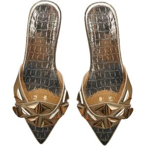 image:imageFloerns Womens Leather Pointed Open Toe Flat Sandals Dressy Prom Slip on Slides SandalsGold