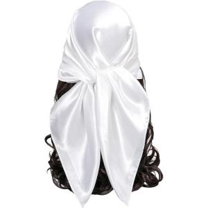image:imageFloerns Womens Paisley Print Headscarf Square Hair Scarf Silk Satin BandanaWhite