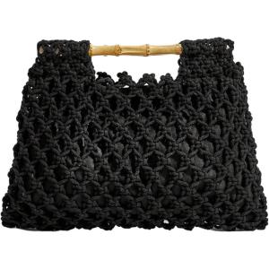 image:imageFloerns Womens Straw Bag Handle Beach Clutch Purse Hobo HandbagBlack