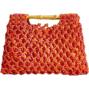 image:imageFloerns Womens Straw Bag Handle Beach Clutch Purse Hobo HandbagOrange and Pink