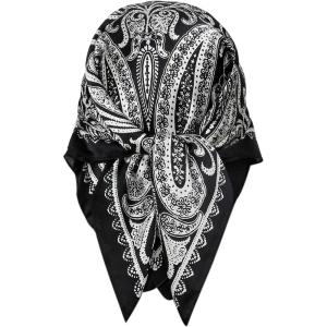 image:imageFloerns Womens Vintage Silk Bandana Paisley Print Headscarf Boho Square Hair ScarfBlack White Geo