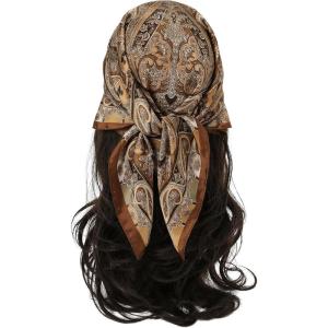 image:imageFloerns Womens Vintage Silk Bandana Paisley Print Headscarf Boho Square Hair ScarfBrown