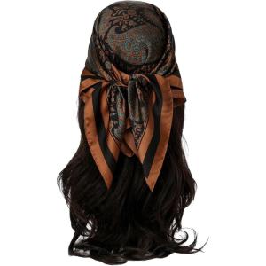 image:imageFloerns Womens Vintage Silk Bandana Paisley Print Headscarf Boho Square Hair ScarfDark Brown