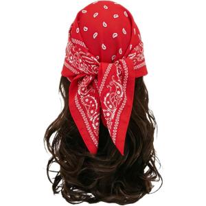 image:imageFloerns Womens Vintage Silk Bandana Paisley Print Headscarf Boho Square Hair ScarfHot Red