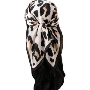 image:imageFloerns Womens Vintage Silk Bandana Paisley Print Headscarf Boho Square Hair ScarfLeopard