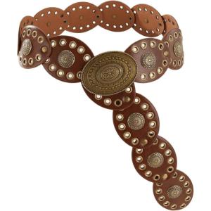 image:imageFloerns Womens Western Style Chunky Belt Wide Disco Belt Circle Y2k BeltsBrown