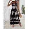 image:imageFloerns Womens Boho Print V Neck Split Cami Dress Sleeveless Vacation A Line Maxi DressesBlack and Apricot