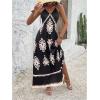 image:imageFloerns Womens Boho Print V Neck Split Cami Dress Sleeveless Vacation A Line Maxi DressesBlack and Apricot