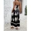 image:imageFloerns Womens Boho Print V Neck Split Cami Dress Sleeveless Vacation A Line Maxi DressesBlack and Apricot