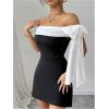 image:imageFloerns Womens Bowknot Off The Shoulder Mini Dress Trendy Cocktail Party DressesBlack