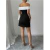 image:imageFloerns Womens Bowknot Off The Shoulder Mini Dress Trendy Cocktail Party DressesBlack