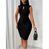 image:imageFloerns Womens Cap Sleeve Cut Out Front Bodycon Short Dress Elegant Pencil DressBlack