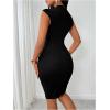 image:imageFloerns Womens Cap Sleeve Cut Out Front Bodycon Short Dress Elegant Pencil DressBlack