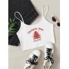 image:imageFloerns Womens Casual Letter Embroidery Crop Cami Top Sleeveless TopA White