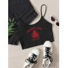 image:imageFloerns Womens Casual Letter Embroidery Crop Cami Top Sleeveless TopBlack
