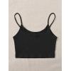 image:imageFloerns Womens Casual Letter Embroidery Crop Cami Top Sleeveless TopBlack