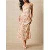 image:imageFloerns Womens Floral Cowl Neck Vintage Midi Dress Tie Shoulder Sleeveless Wedding Guest DressesApricot