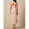 image:imageFloerns Womens Floral Cowl Neck Vintage Midi Dress Tie Shoulder Sleeveless Wedding Guest DressesApricot