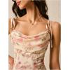 image:imageFloerns Womens Floral Cowl Neck Vintage Midi Dress Tie Shoulder Sleeveless Wedding Guest DressesApricot