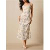 image:imageFloerns Womens Floral Cowl Neck Vintage Midi Dress Tie Shoulder Sleeveless Wedding Guest DressesBlue