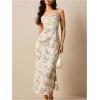 image:imageFloerns Womens Floral Cowl Neck Vintage Midi Dress Tie Shoulder Sleeveless Wedding Guest DressesBlue